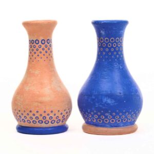 Hand Painted Dot Art Rustic Terracotta Flower Vase (Pair of 2)