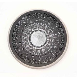 Hand Painted Silver Moon Mandala Terracotta Wall Art Decor