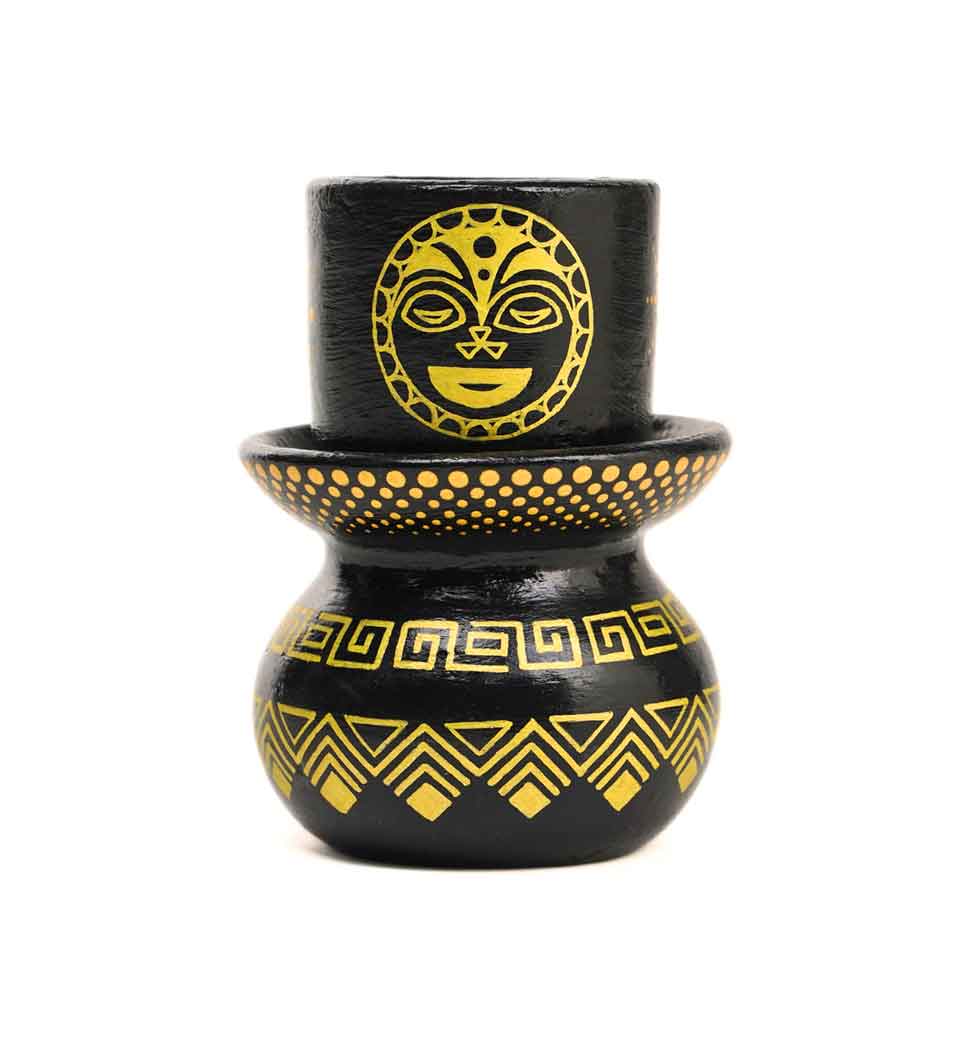 Hand Painted Terracotta Maori Dot Art Candle Stand