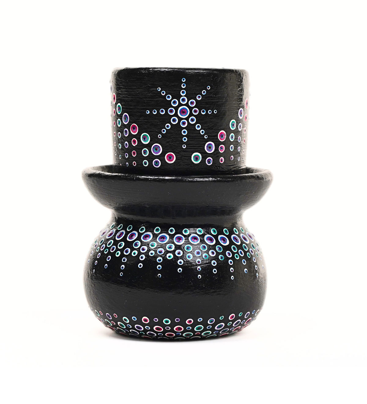 Hand Painted Terracotta Māori Dot Art Candle Stand