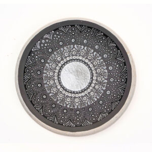 Hand Painted Silver Moon Mandala Terracotta Wall Plate