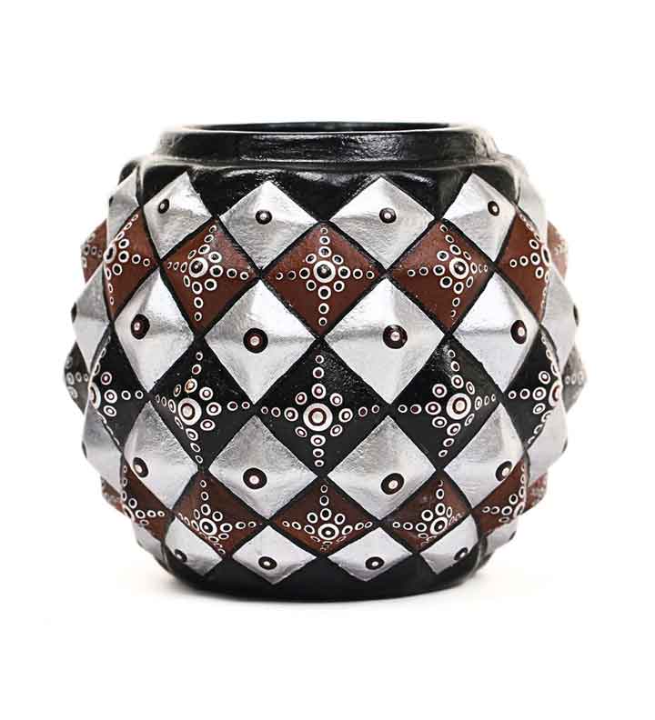 Hand Painted Dot Art Terracotta Pot